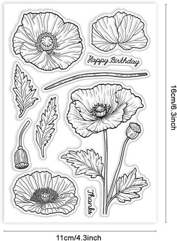 GLOBLELAND Magnolia Clear Stamps Flowers Blessings Silicone Clear Stamp Plants and Leaves Transparent Stamps for DIY Scrapbooking and Cards Making Photo Album Journal 6.3x4.33inch in Kuwait