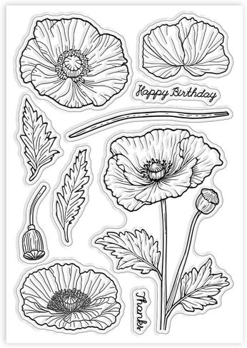 GLOBLELAND Magnolia Clear Stamps Flowers Blessings Silicone Clear Stamp Plants and Leaves Transparent Stamps for DIY Scrapbooking and Cards Making Photo Album Journal 6.3x4.33inch in Kuwait