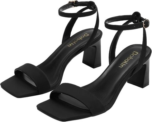 Wide Width Nude Heels for Women Dress Shoes 2.3-inch Chunky Block Heel Sandals Square Open Toe Ankle Strap Party Wedding Shoes Size 7.5 in Kuwait