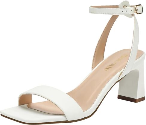 Wide Width Nude Heels for Women Dress Shoes 2.3-inch Chunky Block Heel Sandals Square Open Toe Ankle Strap Party Wedding Shoes Size 7.5 in Kuwait