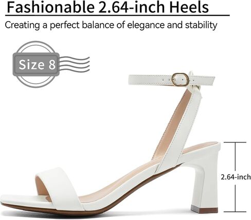 Wide Width Nude Heels for Women Dress Shoes 2.3-inch Chunky Block Heel Sandals Square Open Toe Ankle Strap Party Wedding Shoes Size 7.5 in Kuwait