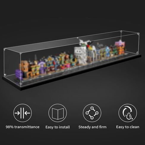 Display Case for Lego 76444 Diagon Alley Wizarding Shops, 35.43x5.9x7.87inches (90x15x20cm), Protect Your Collectibles from Dust with a Clear Showcase in Kuwait