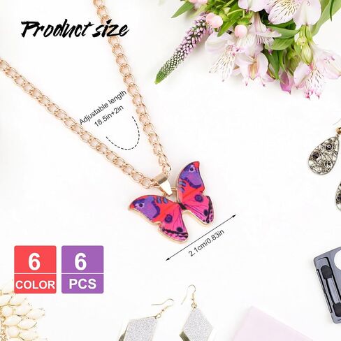 9Pcs 9 Colors Bohemian Butterfly Pendant Necklace Set,Boho Adjustable Acrylic Butterfly Chain Necklace,Choker Necklace Butterfly Necklaces for Women(White Card) in Kuwait