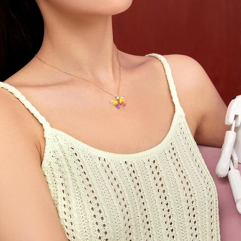 9Pcs 9 Colors Bohemian Butterfly Pendant Necklace Set,Boho Adjustable Acrylic Butterfly Chain Necklace,Choker Necklace Butterfly Necklaces for Women(White Card) in Kuwait