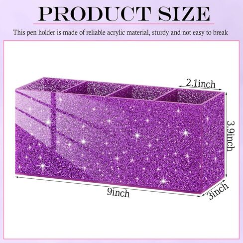 Jetec Glitter Pink Pencil Holder Acrylic Bling Pen Storage for Women Girls 4 Slots Sparkle Makeup Brush Holder Cosmetic Brush Storage Box for Desk Accessory Office Dorm Bathroom Kitchen Supplies in Saudi Arabia