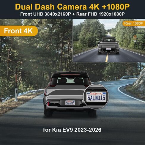 Fitcamx 4K Dual Dash Cam Adapts for Kia EV9 2023-2026 Wind Land GT-Line (Part No#DO000), Integrated OEM Style, Front 2160P+Rear 1080P Video, Loop Recording, WiFi&APP, G-Sensor, Easy to Use, 128GB Card in Saudi Arabia