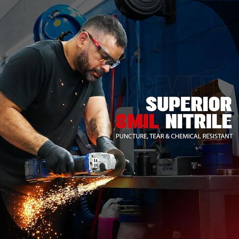 Herkules قبض على قفازات النتريل الأسود الثقيلة 8mil ، ثلاثية الأبعاد مرتفعة الملمس-لاتكس والمسحوق الصناعي ، ميكانيكي in Saudi Arabia