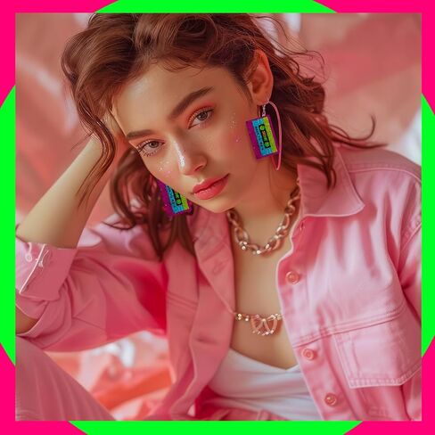 3 Pairs 80s 90s Neon Earrings for Women Glow Party Accessories Neon Jewelry for Halloween Costume Outfits in Kuwait