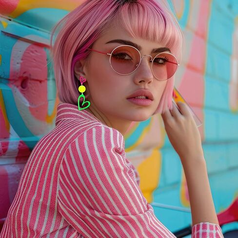 3 Pairs 80s 90s Neon Earrings for Women Glow Party Accessories Neon Jewelry for Halloween Costume Outfits in Kuwait