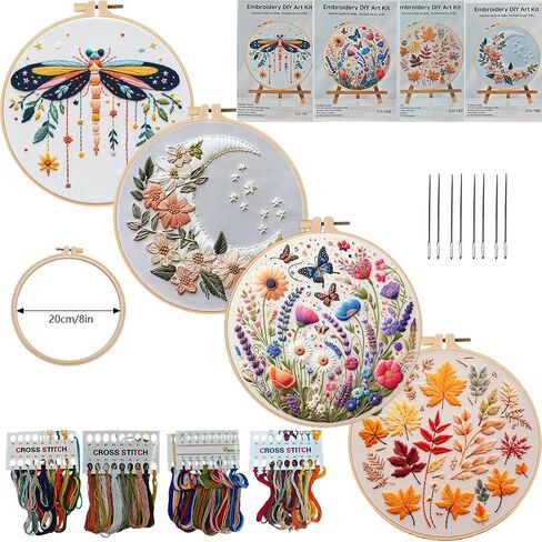 Huacan 4 Set Christmas Embroidery Kit Sterner Hand Hand Terbroidery for Home Decor in Saudi Arabia
