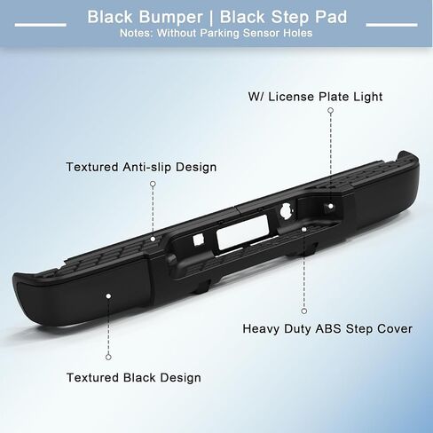 Rear Bumper Assembly W/Step Pad GM1103148 Compatible for 2007-2013 Chevy Silverado 1500 / GMC Sierra 1500 W/Parking Sensor Holes Complete Steel Standard Back Bumpers -Chrome in Saudi Arabia