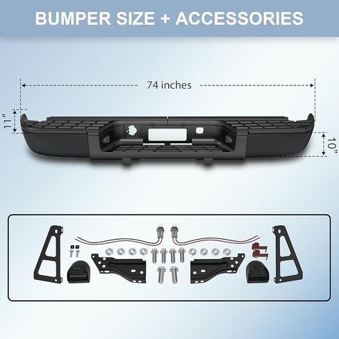 Rear Bumper Assembly W/Step Pad GM1103148 Compatible for 2007-2013 Chevy Silverado 1500 / GMC Sierra 1500 W/Parking Sensor Holes Complete Steel Standard Back Bumpers -Chrome in Saudi Arabia