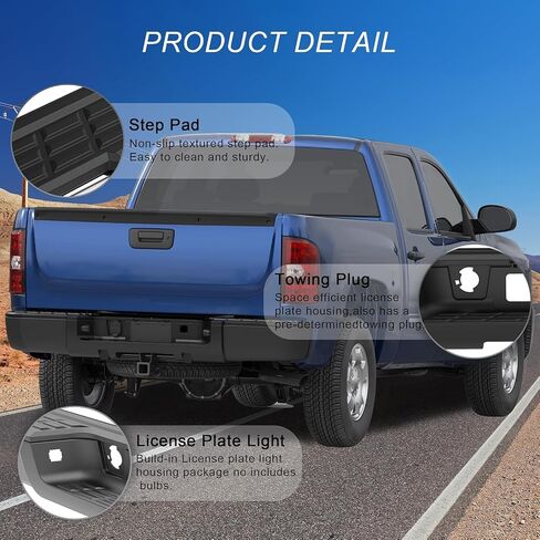 Rear Bumper Assembly W/Step Pad GM1103148 Compatible for 2007-2013 Chevy Silverado 1500 / GMC Sierra 1500 W/Parking Sensor Holes Complete Steel Standard Back Bumpers -Chrome in Saudi Arabia