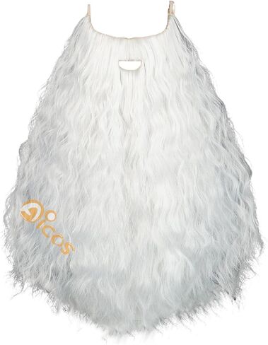 Aicos Grey Fake Beard for Men Long Curly Mustache for Halloween Party in Saudi Arabia
