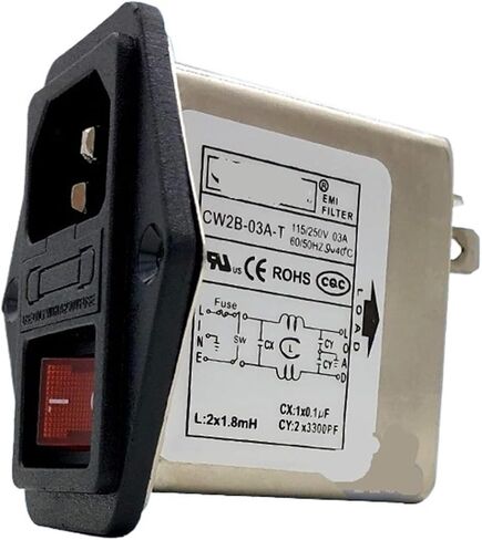 مرشح الطاقة CW2B 3 6 10A مقبس الصمامات CANNYWELL ثلاثة في واحد مرحلة واحدة 220 AC T (مفتاح التيار المتردد الأحمر مع الضوء CW2B -3A -T) in Kuwait