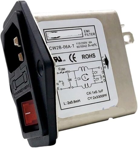 مرشح الطاقة CW2B 3 6 10A مقبس الصمامات CANNYWELL ثلاثة في واحد مرحلة واحدة 220 AC T (مفتاح التيار المتردد الأحمر مع الضوء CW2B -3A -T) in Kuwait