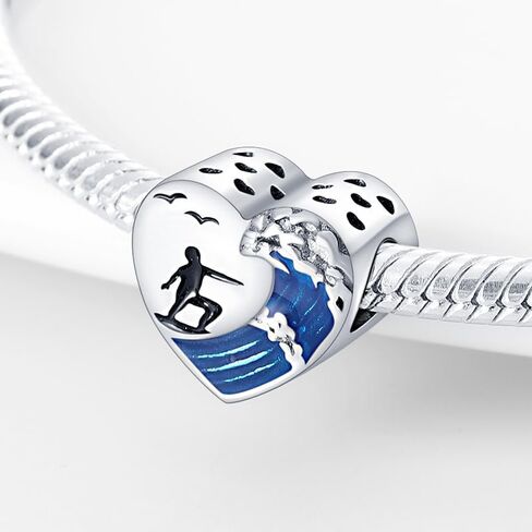 Surfer Surfer Ocean Safety Chain Angel Heart Bee Daisy Cancer أربع أوراق البرسيم حبة 925 Sterling Silver Fangl in Saudi Arabia