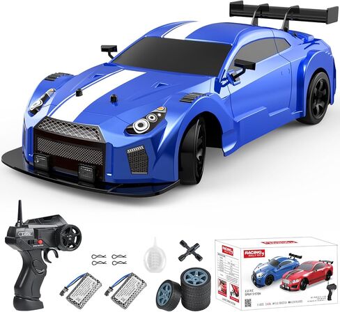 Dollox RC Drift Car 1/16 Scale Remote Control Car 2.4GHz 4WD 30+KM/H High Speed Vehicle with LED Lights, Extra Drifting Tires Racing Black Vehicle Toys Birthday Gifts (191ABG) in Kuwait