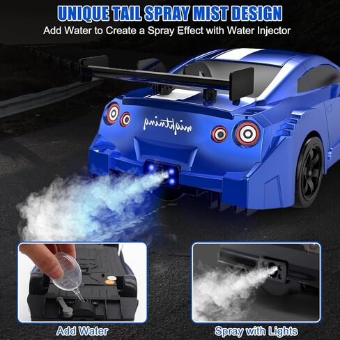 Dollox RC Drift Car 1/16 Scale Remote Control Car 2.4GHz 4WD 30+KM/H High Speed Vehicle with LED Lights, Extra Drifting Tires Racing Black Vehicle Toys Birthday Gifts (191ABG) in Kuwait