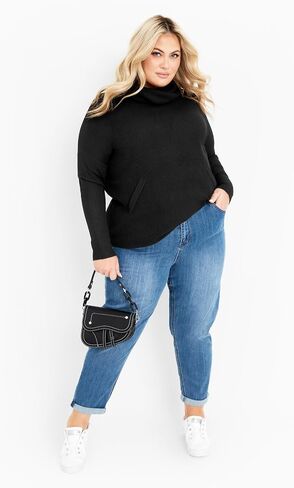 Women's Plus Size Ash Turtleneck Close Fit Sweater Black in Saudi Arabia