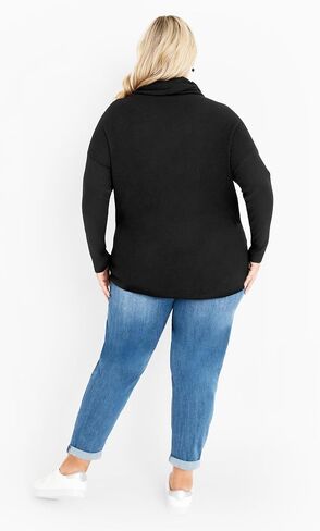 Women's Plus Size Ash Turtleneck Close Fit Sweater Black in Saudi Arabia