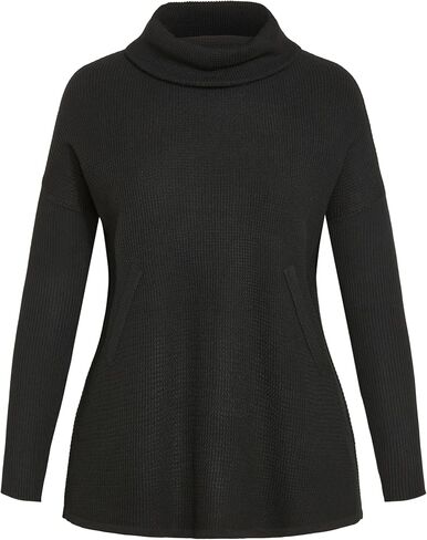 Women's Plus Size Ash Turtleneck Close Fit Sweater Black in Saudi Arabia
