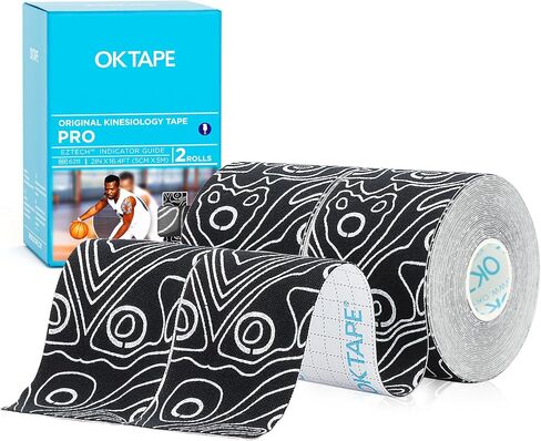 شريط علم الحركة OK TAPE PRO، شريط قطع حر بطول 5.08 سم × لفة طويلة بطول 16 قدم، شريط رياضي مرن علاجي خالٍ من اللاتكس، بيج + بيج in Saudi Arabia