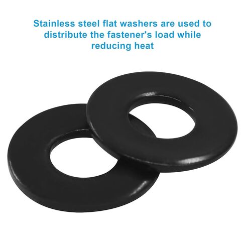 100 قطعة #8 304 غسالات مسطحة من الفولاذ المقاوم للصدأ، 3/7 بوصة OD معدنية لبراغي البراغي، لمسة نهائية من الأكسيد الأسود in Kuwait