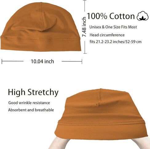 vidsel 100% Cotton Skull Caps for Men Women Breathable Night Cap Sleep Hats Soft Lightweight Running Beanie Helmet Liner in Kuwait