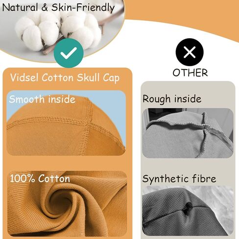 vidsel 100% Cotton Skull Caps for Men Women Breathable Night Cap Sleep Hats Soft Lightweight Running Beanie Helmet Liner in Kuwait