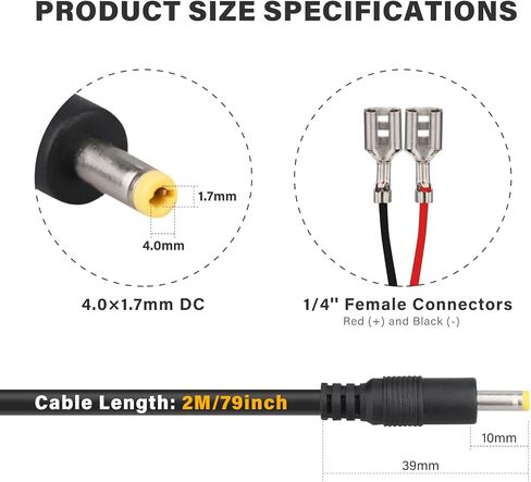 KSK 79-inch Trail Camera Power Cord with Alligator Clips, 4.0x1.7mm DC External Power Cable, Compatible with Tactacam Reveal, X, XB, SK, Wise Eye, Spartan Gocam, etc in Saudi Arabia