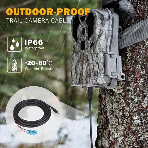 KSK 79-inch Trail Camera Power Cord with Alligator Clips, 4.0x1.7mm DC External Power Cable, Compatible with Tactacam Reveal, X, XB, SK, Wise Eye, Spartan Gocam, etc in Saudi Arabia