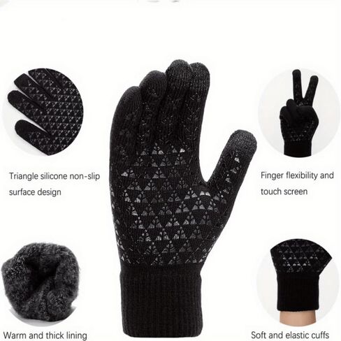Winter Gloves For Men Women- Thermal Fleece Lined Touchscreen Gloves With Anti-Slip Grip For Skiing/Cycling/Hiking in Saudi Arabia