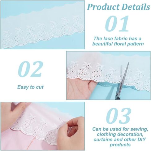 2-3/8 Inch Wide White Ruffle Ribbon Lace 10 Yards Pleated Lace Fabric Satin Ruffled Ribbon for Sewing Dress Collars Sleeves Decoration Throw Pillow Halloween Cosplay Costume Decor in Kuwait