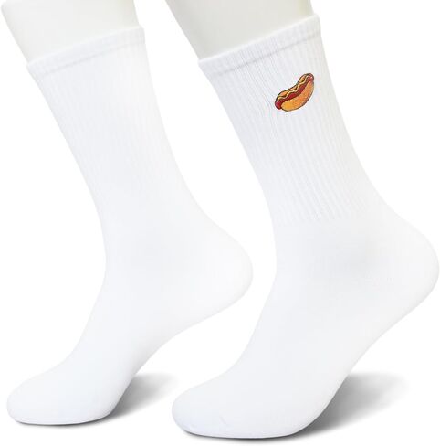 Beer Lover Socks - White Crew Socks with Beer Embroidered Design - Funny Gift for Men & Women. (261) in Saudi Arabia