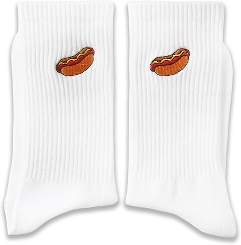 Beer Lover Socks - White Crew Socks with Beer Embroidered Design - Funny Gift for Men & Women. (261) in Saudi Arabia