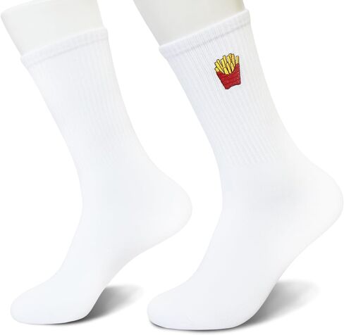 Beer Lover Socks - White Crew Socks with Beer Embroidered Design - Funny Gift for Men & Women. (261) in Saudi Arabia