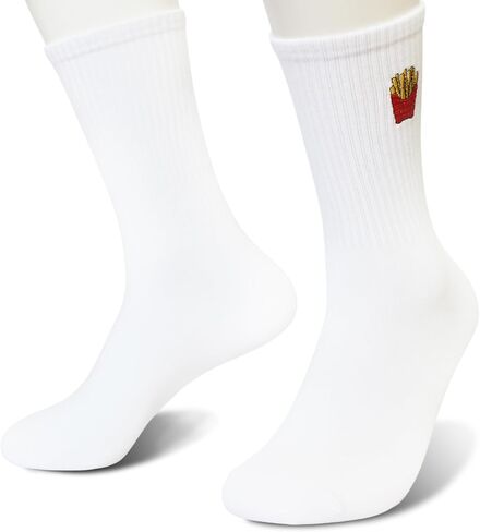 Beer Lover Socks - White Crew Socks with Beer Embroidered Design - Funny Gift for Men & Women. (261) in Saudi Arabia