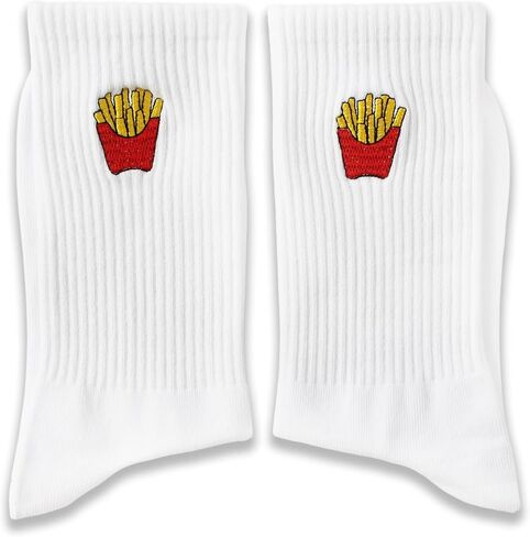 Beer Lover Socks - White Crew Socks with Beer Embroidered Design - Funny Gift for Men & Women. (261) in Saudi Arabia