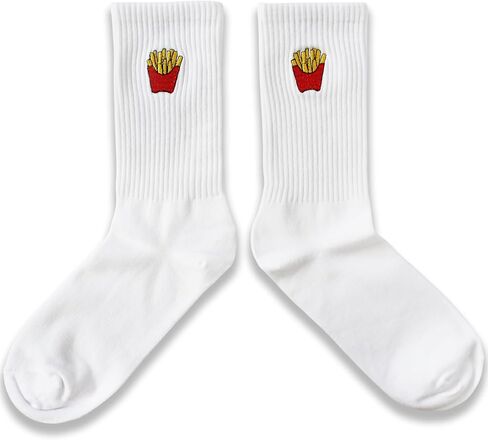 Beer Lover Socks - White Crew Socks with Beer Embroidered Design - Funny Gift for Men & Women. (261) in Saudi Arabia