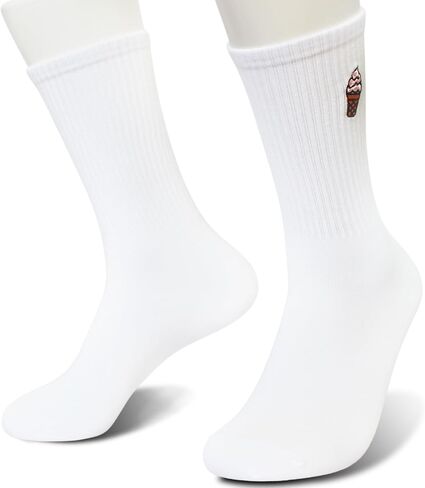 Beer Lover Socks - White Crew Socks with Beer Embroidered Design - Funny Gift for Men & Women. (261) in Saudi Arabia