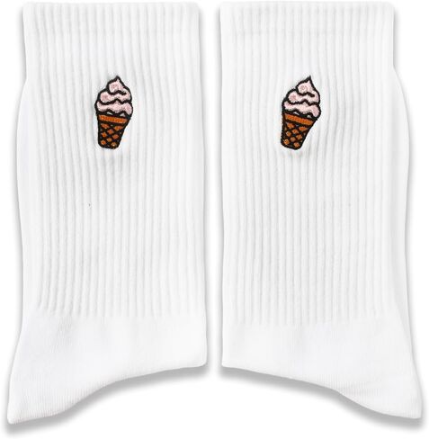 Beer Lover Socks - White Crew Socks with Beer Embroidered Design - Funny Gift for Men & Women. (261) in Saudi Arabia