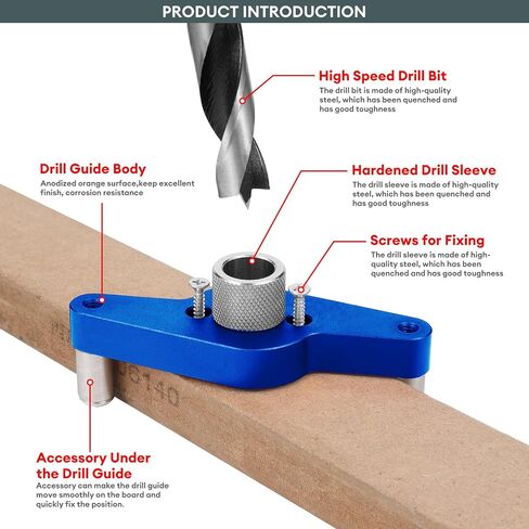 SLIIMU Floating Shelf Installation Dowel Jig Kit with 1/2 x 9.8'' &1/2 x 5''Bit,Mantle Straight Hole Drill Guide for Hidden Shelf Bracket,Self Centering Doweling Drill Jig for Invisible Shelf Hardware in Saudi Arabia