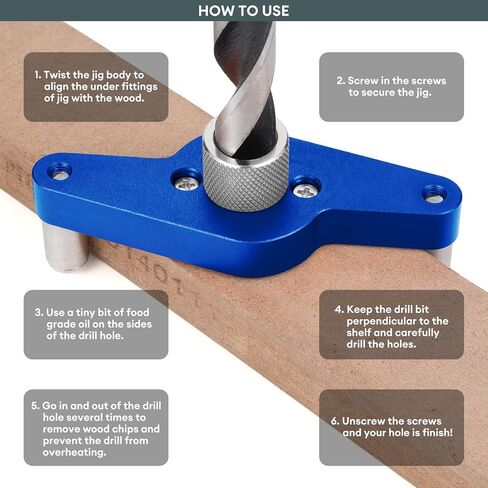 SLIIMU Floating Shelf Installation Dowel Jig Kit with 1/2 x 9.8'' &1/2 x 5''Bit,Mantle Straight Hole Drill Guide for Hidden Shelf Bracket,Self Centering Doweling Drill Jig for Invisible Shelf Hardware in Saudi Arabia