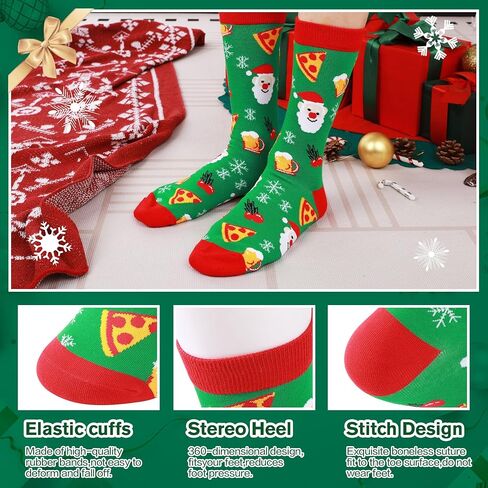 BIRCEN Mens Funny Socks Christmas Socks for Men Women Colorful Fun Novelty Crew Patterned Socks 6 Pairs US 7-13 in Kuwait