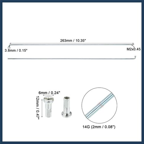36 قطعة 14G J Bend 263 مللي متر × 2 مللي متر المتحدث دراجة دراجة مع الحلمات الصلب الفضة لهجة تصميم أنيق in Saudi Arabia