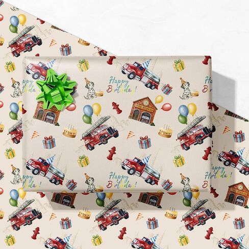 Giolniay Kraft Birthday Wrapping Paper for Kids Men Women Women Down - Wrap Goft Wrap مع تصميم تصميم قبعة الحفلات الملونة - 28 × 40 بوصة ، 4 أوراق مطوية ، من السهل تخزينها in Kuwait
