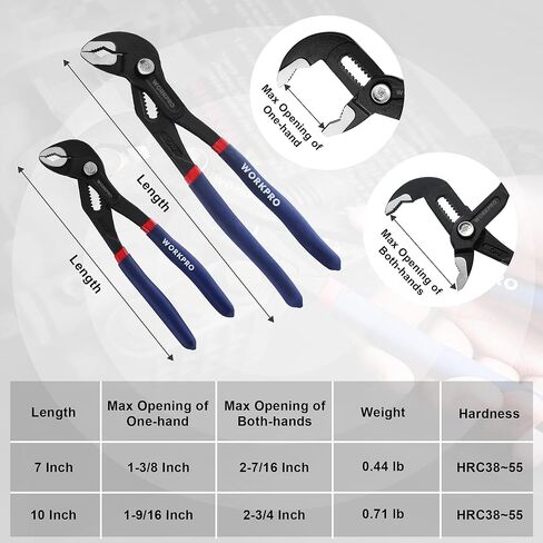 WORKPRO 10-Inch Groove Joint Pliers, Fast Adjust Tongue and Groove Pliers, V-Jaw Water Pump Pliers with Comfort Grips in Kuwait