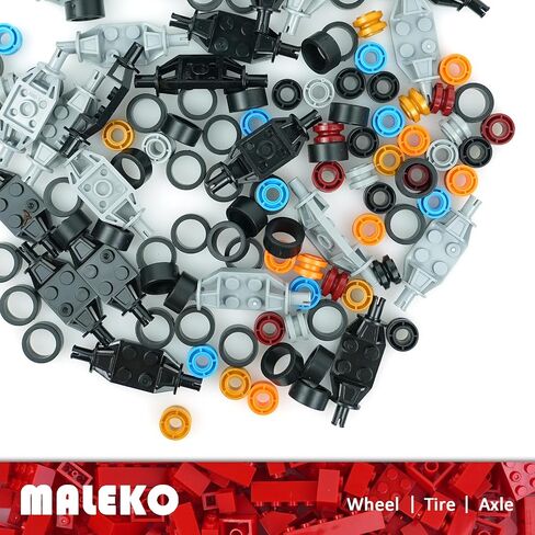 MALEKO Wheels and Axles Sets, 224pcs Car Parts and Pieces Tires Accessories Building, Construction Bulk Bricks in Saudi Arabia