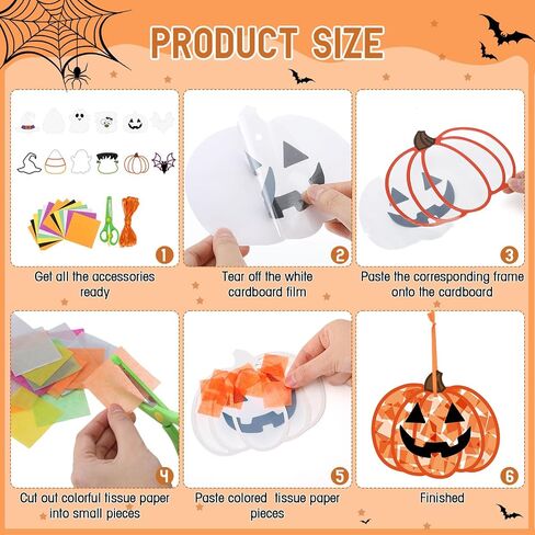 24 Pack Easter Suncatcher Kit Kit Easter Paper Crafts Glass DIY Window Art Kit Bunny Egg Carrot Ornament 1400 Tissue Paper Window Decor in Kuwait
